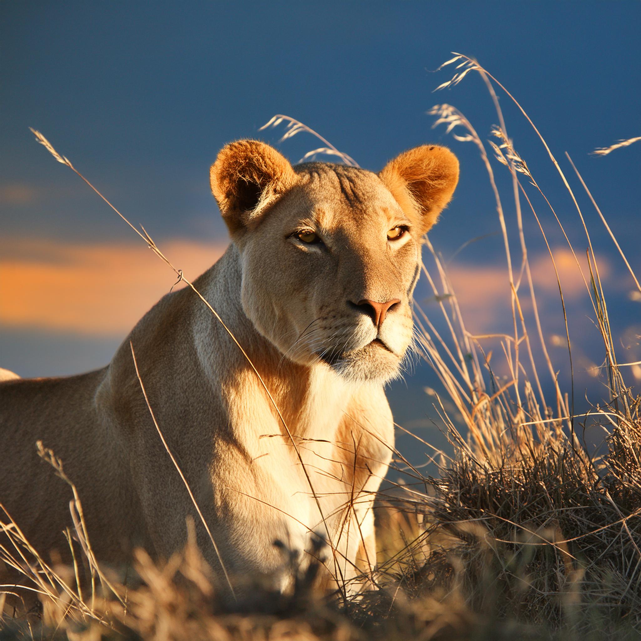 A lion lying in wait